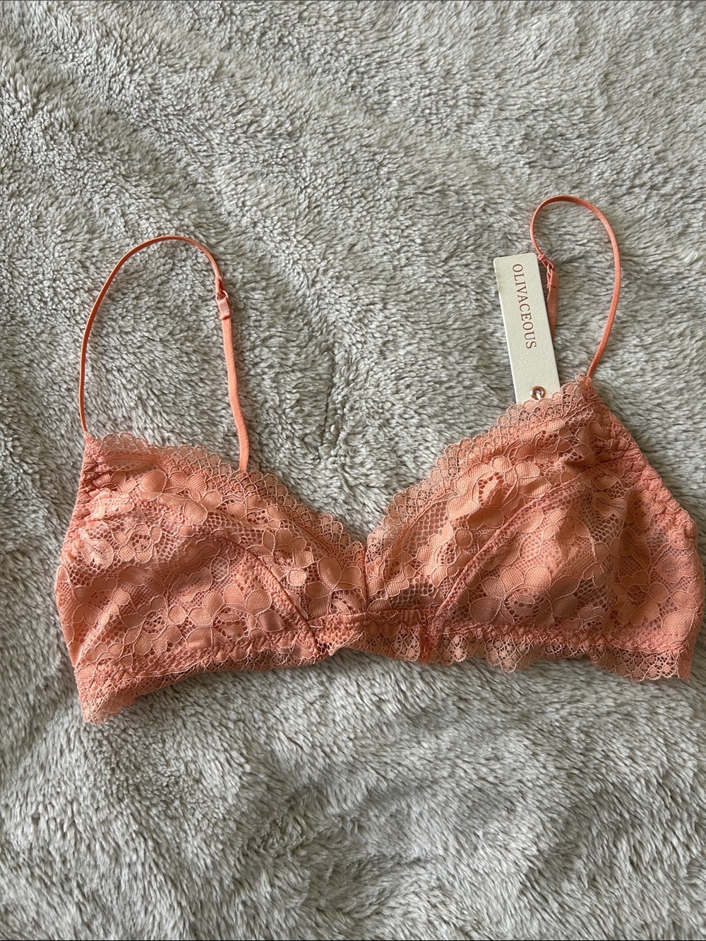 Olivaceous Lace Bralette in Coral Peach